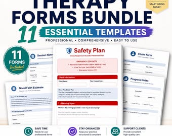 Therapist Forms Bundle | Private Practice Starter Kit (Canva, PDF, HTML)