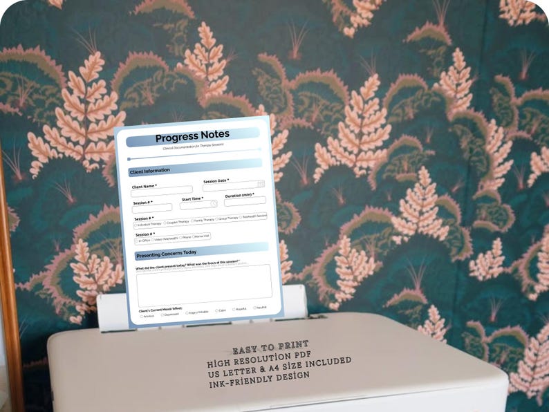 Progress Note Header Therapist Progress Notes Template | Editable Session Documentation ...
