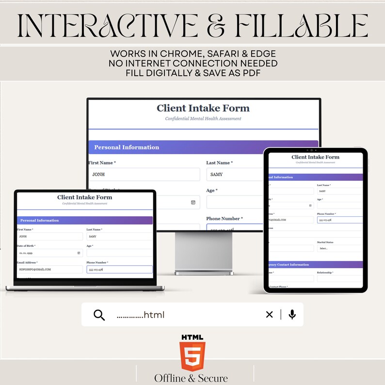 Mental Health Client Intake Form, Counselor Template, Editable Canva ...
