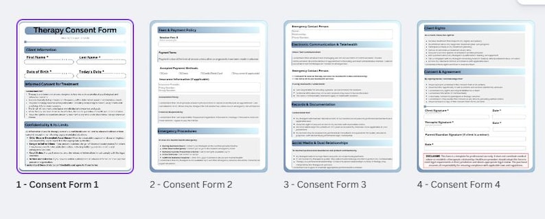 Therapy Informed Consent Form Template, Private Practice Forms (canva ...