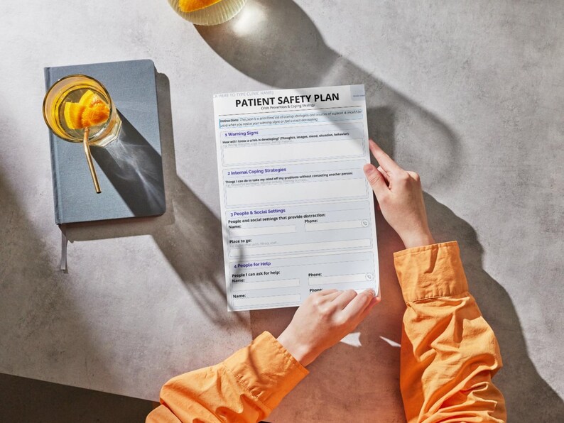 Patient Safety Plan Template Suicide Prevention Form Crisis