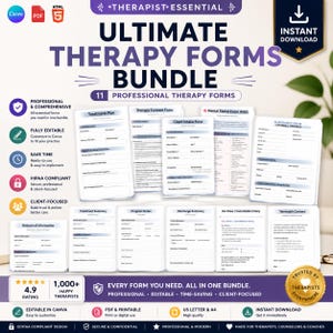 Puede incluir: Un paquete de descarga digital de 11 formularios de terapia profesionales. Los formularios incluyen un plan de tratamiento, un formulario de consentimiento, un formulario de admisión de clientes y más. Los formularios son editables en Canva, cumplen con la HIPAA y están diseñados para terapeutas.