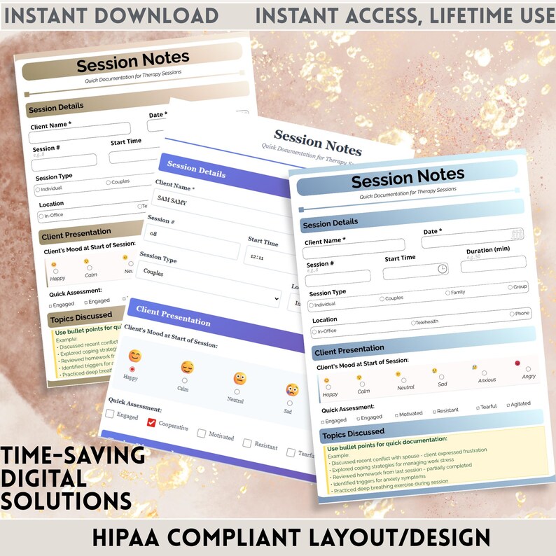 Therapy Session Notes Canva Template, Therapist & Psychologist Forms, Progress Notes for therapist, Psychotherapist Session Note Notepad