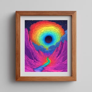 Psychedelic Rainbow Vortex Wall Art – Trippy Cosmic Scene (Digital Art)