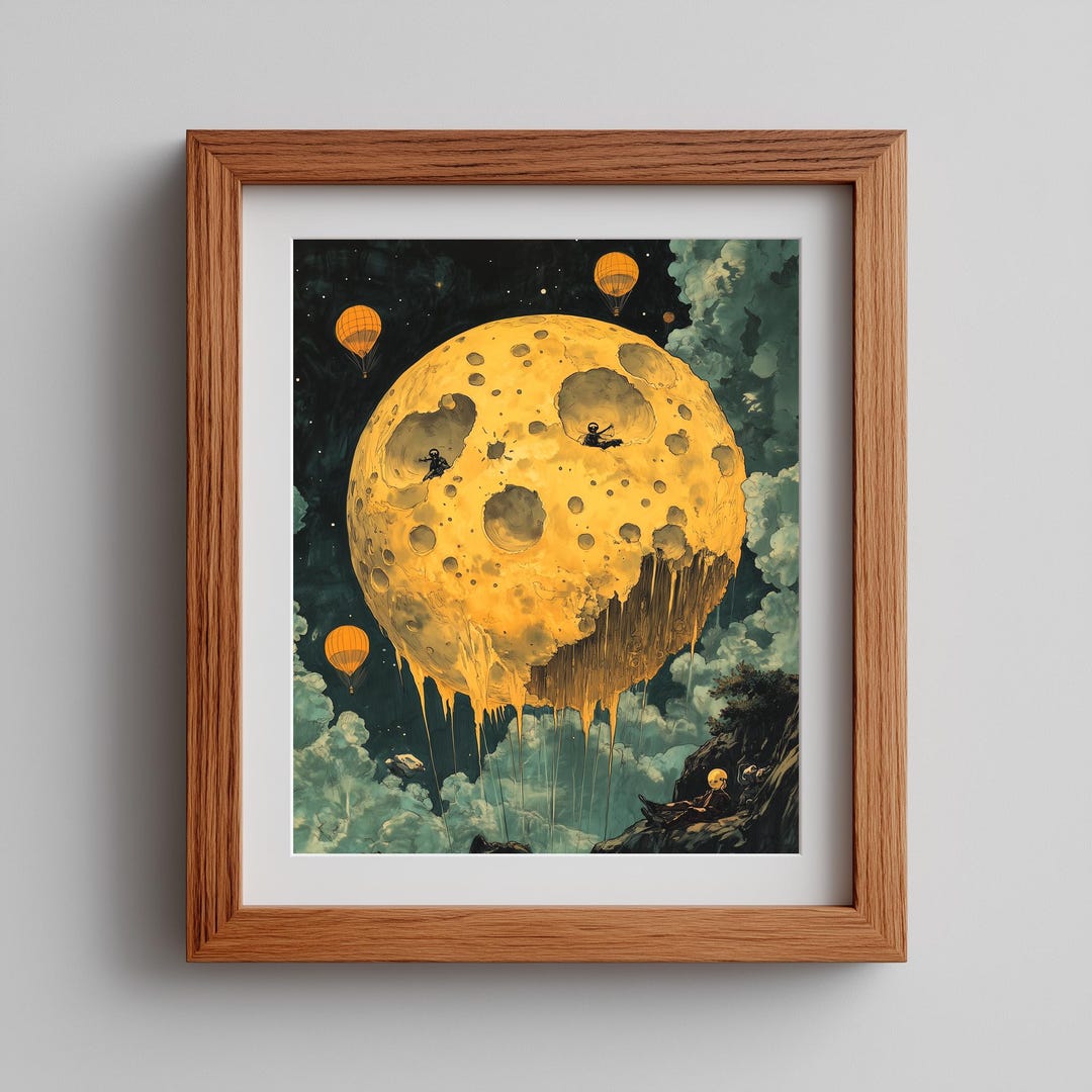 Cheese Moon & Aliens Art Print – Surreal Pop Comic (digital Download ...