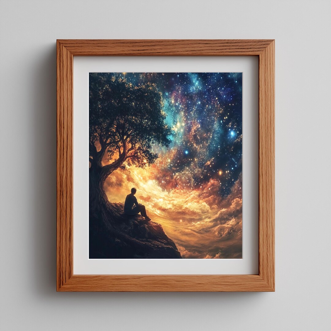 Cosmic Sky Fantasy Art Print - Surreal Starfield Nebula (digital ...