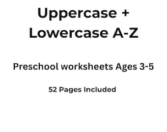 Alphabet und Zahlen Arbeitsblättersatz, Groß- und Kleinbuchstaben, Zählen von 1-20, Vorschule und Kindergarten