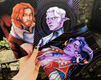 Mighty Nein Art Prints: Caleb Widogast, Essek Thelyss, Mollymauk Tealeaf (A4/A5)