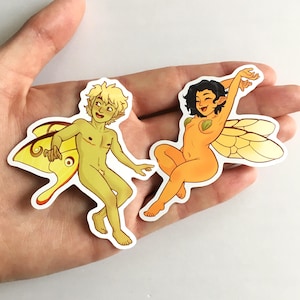 Glanzende waterdichte vinylsticker fee meisje en jongen