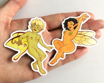 Fairy Girl and Boy Glossy Waterproof Vinyl Sticker