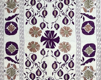 Handmade Suzani Bedspread Embroidered duck Bed sheet Queen size