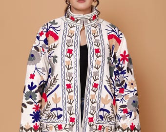Handmade Suzani Embroidery Jacket, Winter Wear Jacket, Tnt  Jacket, Gift For Her, Personalised Gifts