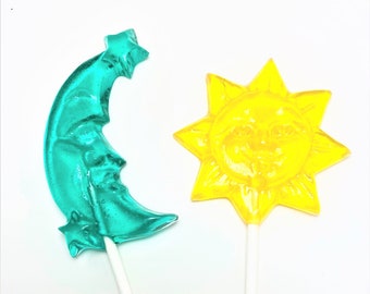 12 Large SUN and MOON LOLLIPOPS - Baby Shower Favors, Astronomy Party