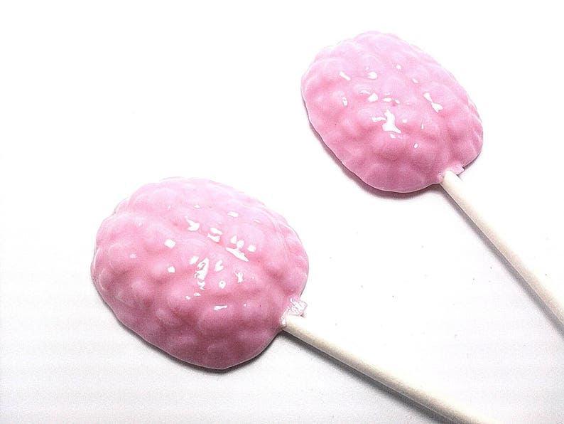 12 OPAQUE BRAIN LOLLIPOPS Hard Candy Lollipops, Mad Scientist Party, Halloween Party Favors image 3