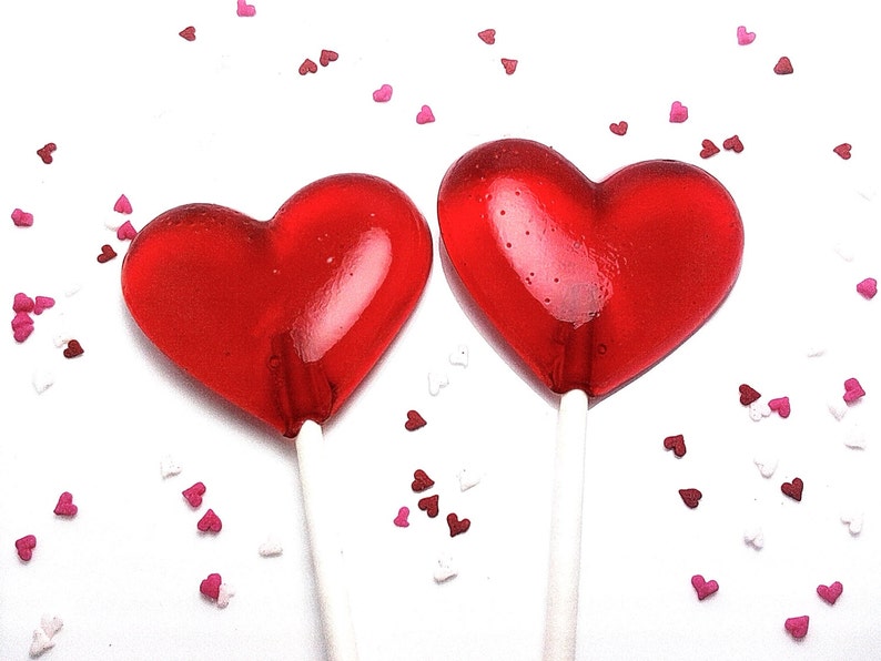 12 2 INCH HEART LOLLIPOPS Valentines Day or Wedding Lollipops image 2