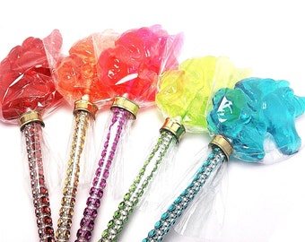 12 EINHORN-LOLLIPOPS mit BLING-Stäbchen - Einhornparty, Einhorn-Babyparty