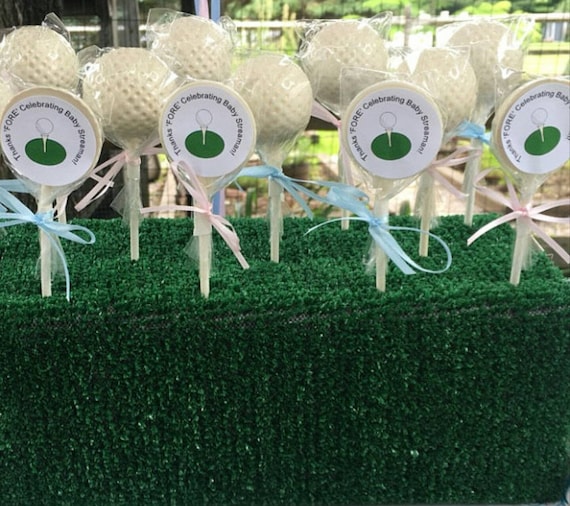 10 GOLF BALL LOLLIPOPS With Free Personalized Labels - Hard