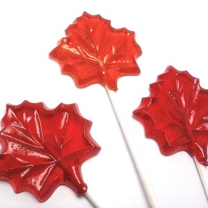 12 MAPLE LEAF LOLLIPOPS Fall Party Favors zdjęcie 2