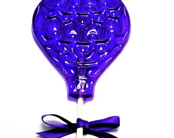 10  Large HOT AIR BALLOON Lollipops with Matching Satin Ribbon on 6" Stick - Baby Shower Favors, Balloon Party Favors