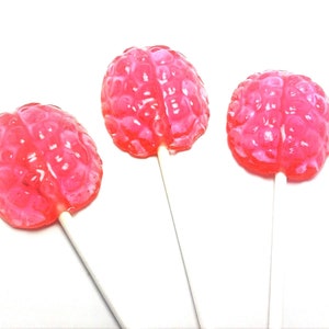 12 TRANSPARENT BRAIN LOLLIPOPS Hard Candy Lollipops, Mad Scientist Party, Halloween Party Favors image 1