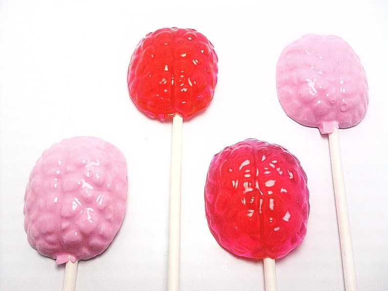 12 OPAQUE BRAIN LOLLIPOPS Hard Candy Lollipops, Mad Scientist Party, Halloween Party Favors image 2