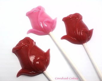 12 OPAQUE ROSE Lollipops - Wedding Favors, Valentines Day