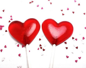 100 HEART LOLLIPOPS - Select up to 3 colors and 3 flavors