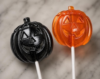 12 Pirulitos Extra Grandes em Formato de Abóbora de Halloween - Doces de Halloween, Lembrancinhas para Festa de Halloween