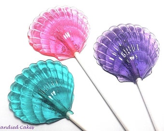 12 CLAMSHELL Lollipops - Mermaid Party,Beach Wedding Party Favors