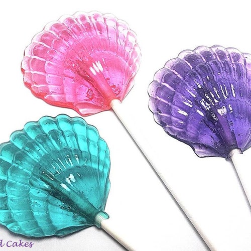 12 CLAMSHELL Lollipops - Mermaid Party,beach Wedding Party Favors