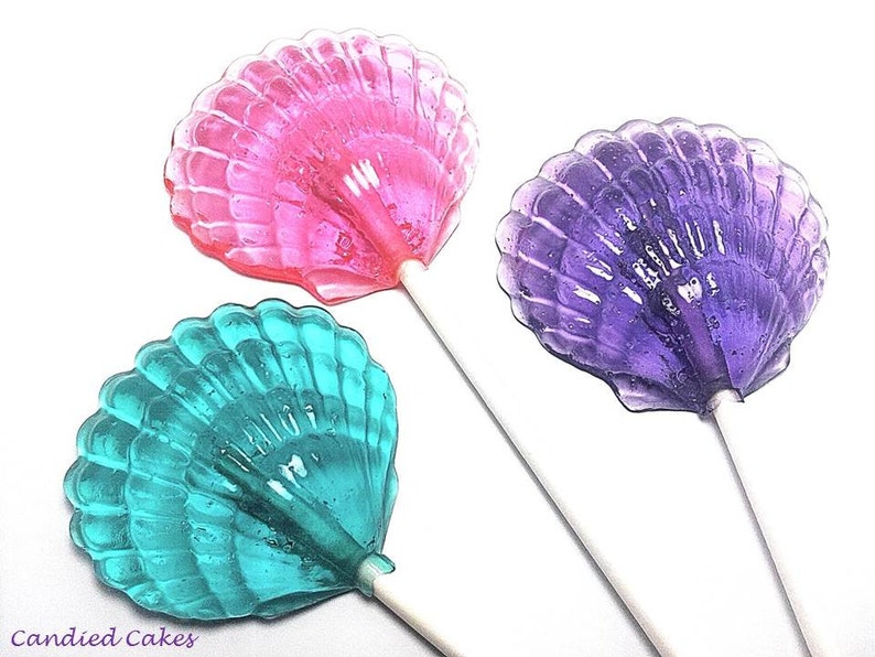 12 CLAMSHELL Lollipops Mermaid Party,Beach Wedding Party Favors image 1