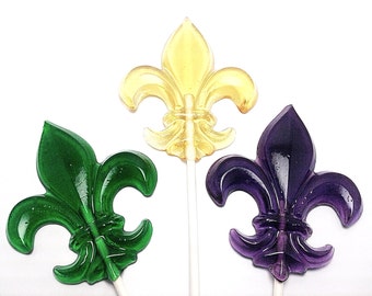 12 FLEUR De LIS Lolli - Karneval, New Orleans, Fatkarton