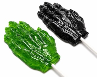 12 Pirulitos Extra Grandes em Formato de Mão Assustadora - Doces de Halloween, Lembrancinhas para Festa de Halloween
