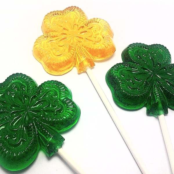 12 XLARGE FILIGREE SHAMROCK Lollipops - St Patrick's Day , Irish Wedding