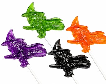 12 Pirulitos de Bruxa - Doces de Halloween, Lembrancinhas para Festa de Halloween