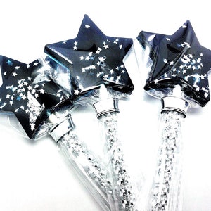 10 STAR WAND LOLLIPOPS with Edible Silver Stars and Bling Sticks Twinkle Twinkle Little Star Party, Available in Any Color image 1