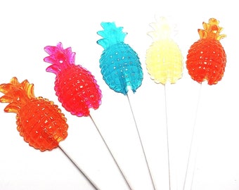 12 PINEAPPLE LOLLIPOPS - Beach Themed Party, Luau Party, Hawaiian Party