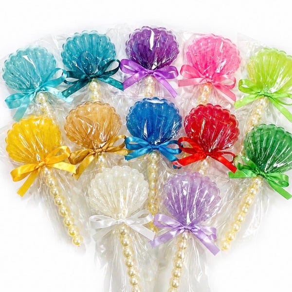 12 SUCETTES À COQUILLAGES avec de fausses perles - Cadeaux pour fête d'anniversaire sirène, cadeaux pour baby shower