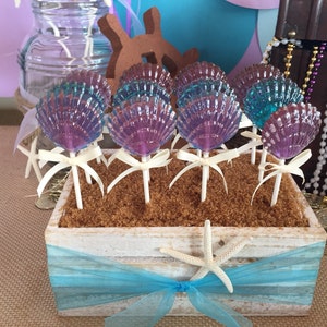 12 CLAMSHELL Lollipops Mermaid Party,Beach Wedding Party Favors image 3