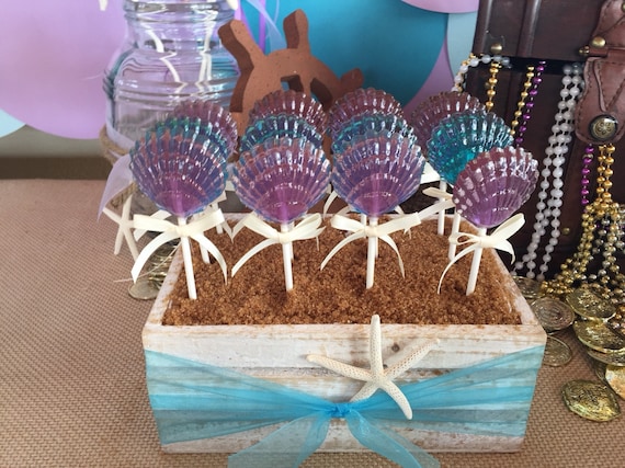 12 CLAM SHELL Lollipops - Under the Sea, Mermaid Party, Ariel Party, and Beach Party Favors Il_570xn