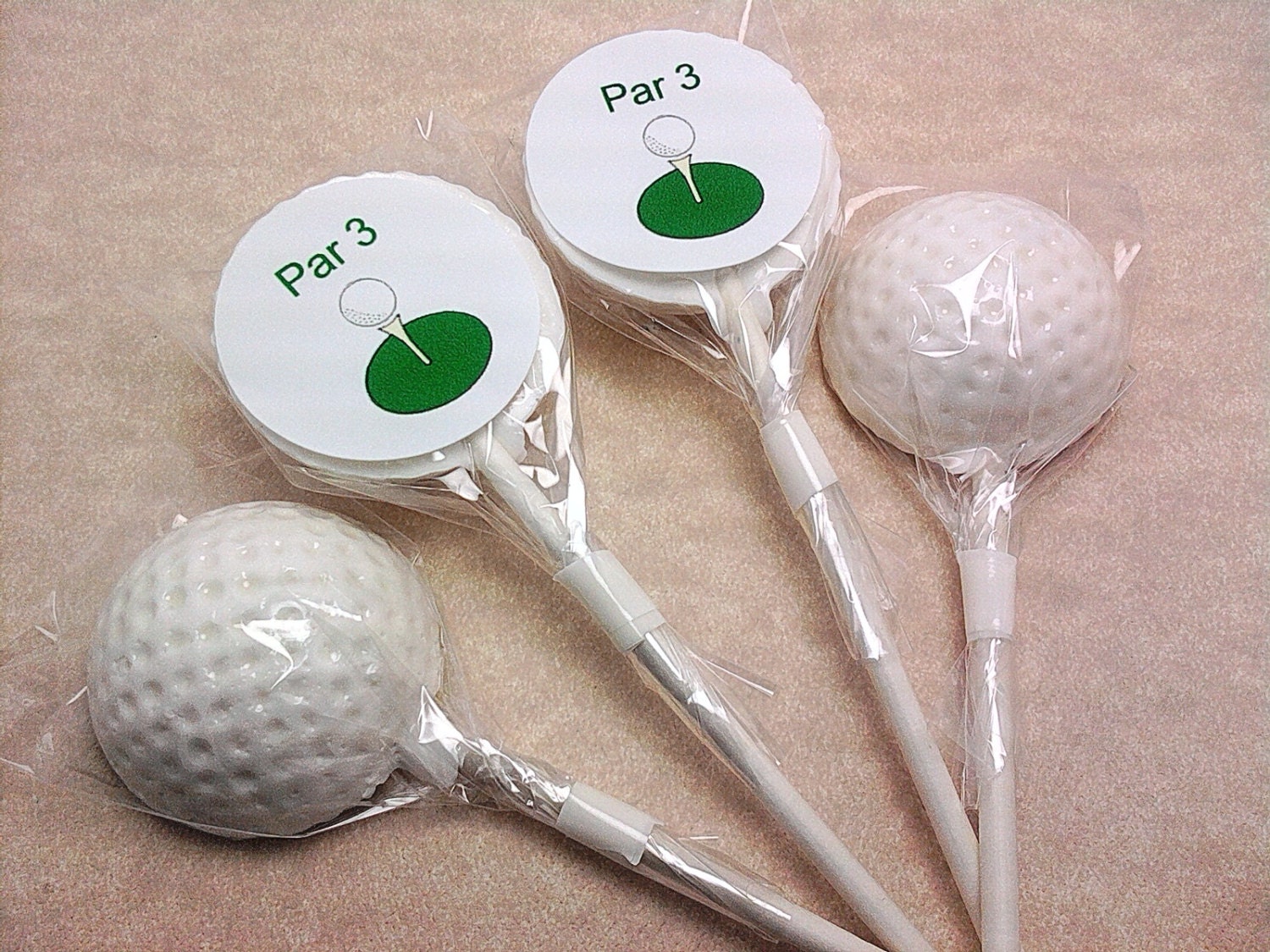 10 GOLF BALL LOLLIPOPS With Free Personalized Labels - Hard
