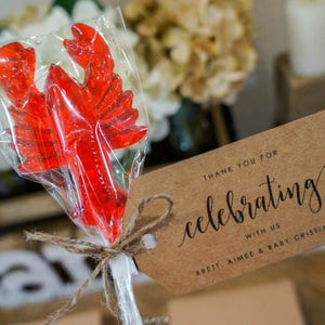 10  LOBSTER LOLLIPOPS ONLY - Tags Not Included, Lobster Fest, Wedding Favors, Lobster Boil Party