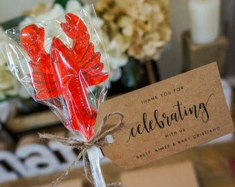 10  LOBSTER LOLLIPOPS ONLY - Tags Not Included, Lobster Fest, Wedding Favors, Lobster Boil Party