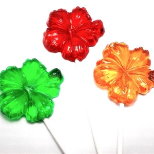 12 LARGE HIBISCUS LOLLIPOPS on 6 Inch Stick Garden Tea Party Favors, Flowers, Wedding image 5