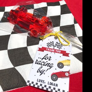 12 XLARGE RACE CAR Lollipops Race Car Party, Personalized Tags not included Sold Separately image 8