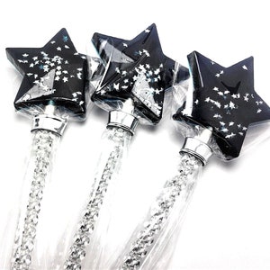 10 STAR WAND LOLLIPOPS with Edible Silver Stars and Bling Sticks Twinkle Twinkle Little Star Party, Available in Any Color image 2