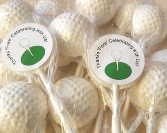 10 GOLF BALL LOLLIPOPS With Free Personalized Labels - Hard