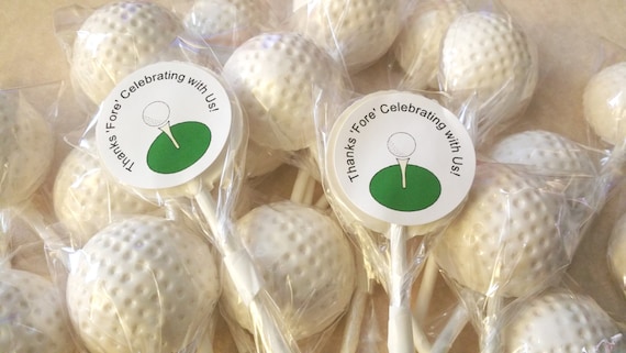 10 GOLF BALL LOLLIPOPS With Free Personalized Labels - Hard Candy
