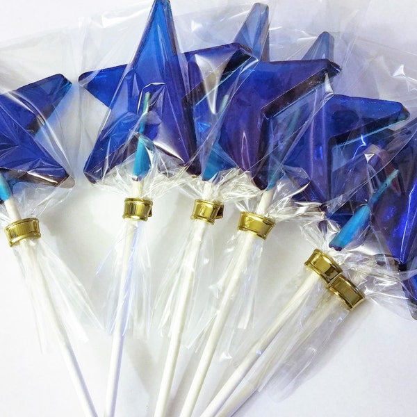 12 LARGE TEXTURED 3 1/2" STAR Lollipops on a 6 or 8 Inch Stick - Available in Any Color or Flavor