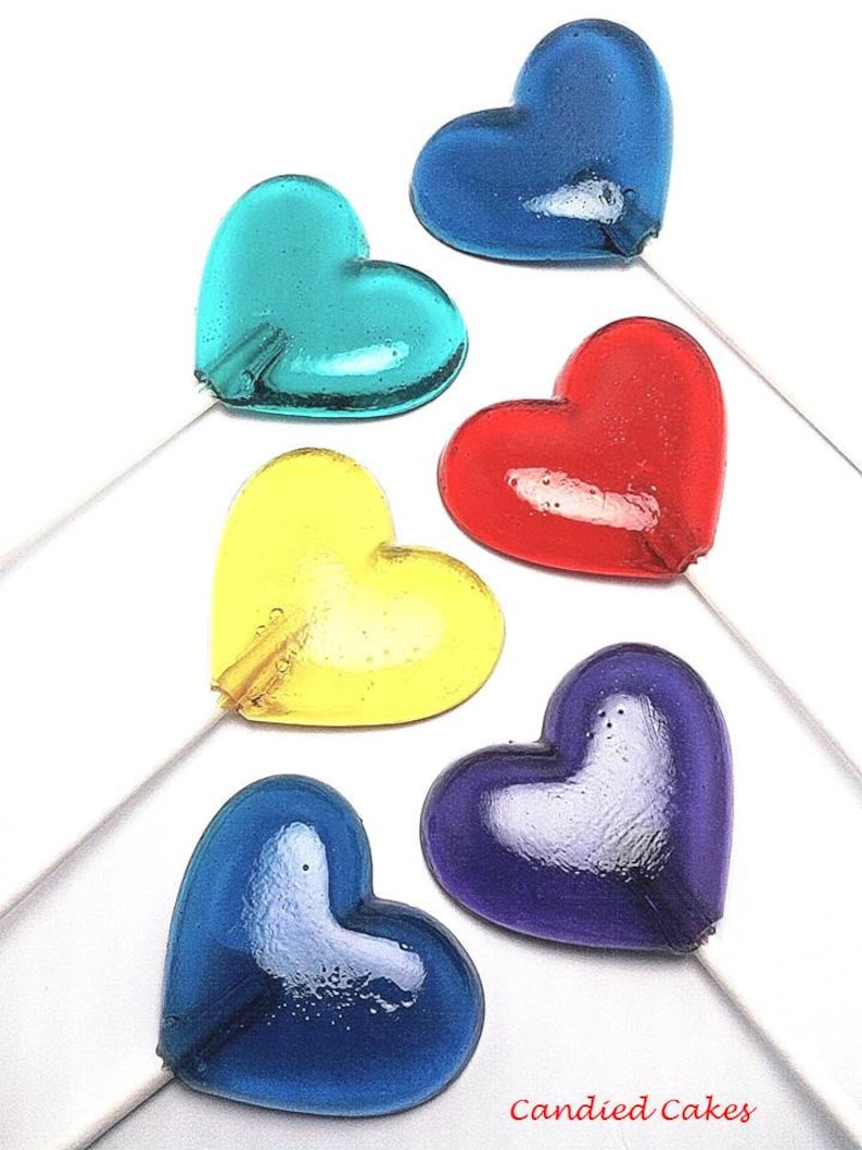 12 2 INCH HEART LOLLIPOPS Valentines Day or Wedding Lollipops image 4